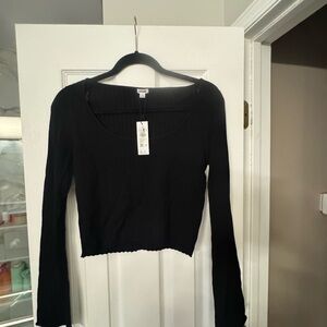 Garage Black Long Sleeve Crop Top
